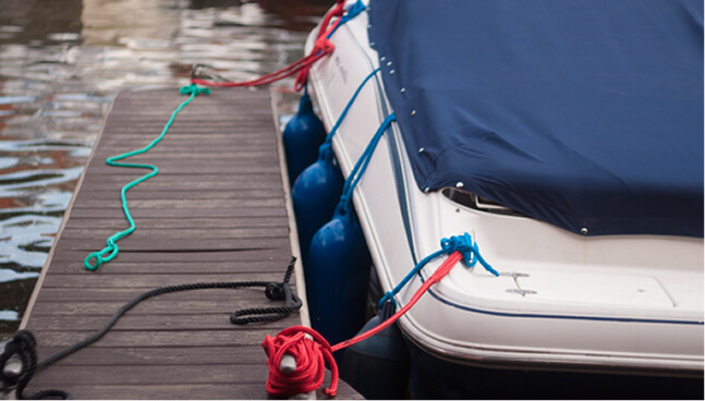 Boat docked and covered