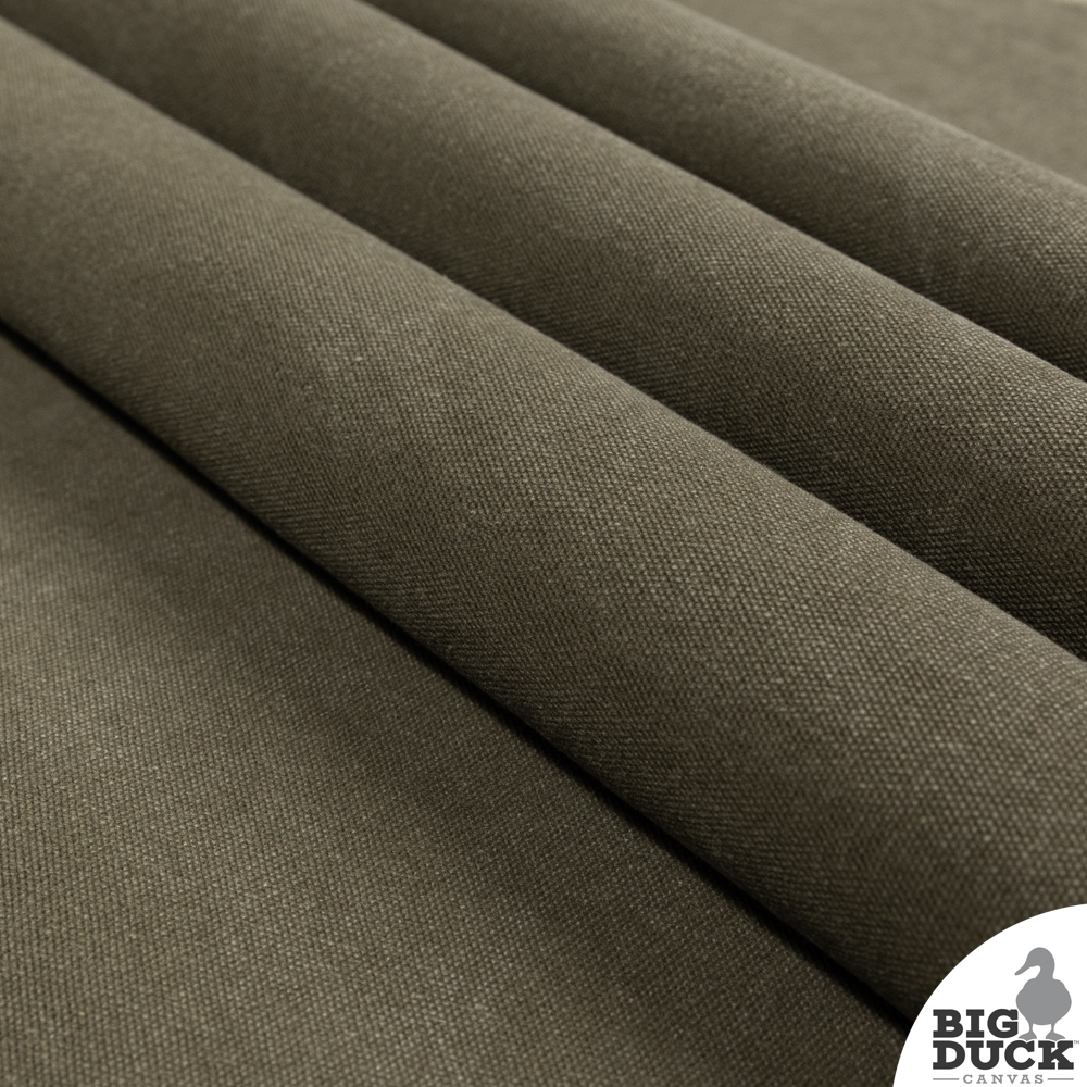 12oz Stone Washed Cotton Canvas Fabric | Olive Drab | Pre-Washed