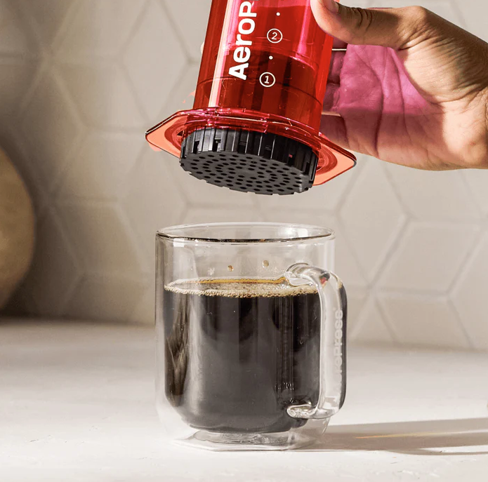 AeroPress Clear Coffee Maker- Red
