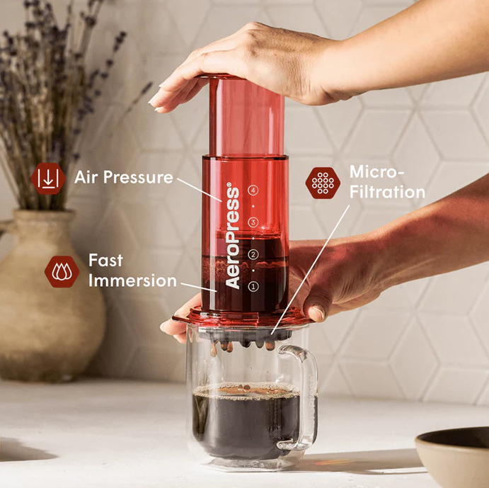 AeroPress Clear Coffee Maker- Red