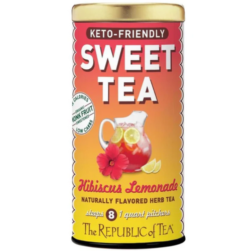 Republic Keto-Friendly Sweet Hibiscus Lemonade Herbal Tea, 8 1qt. pouches