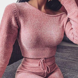Pink Plush Knit Set