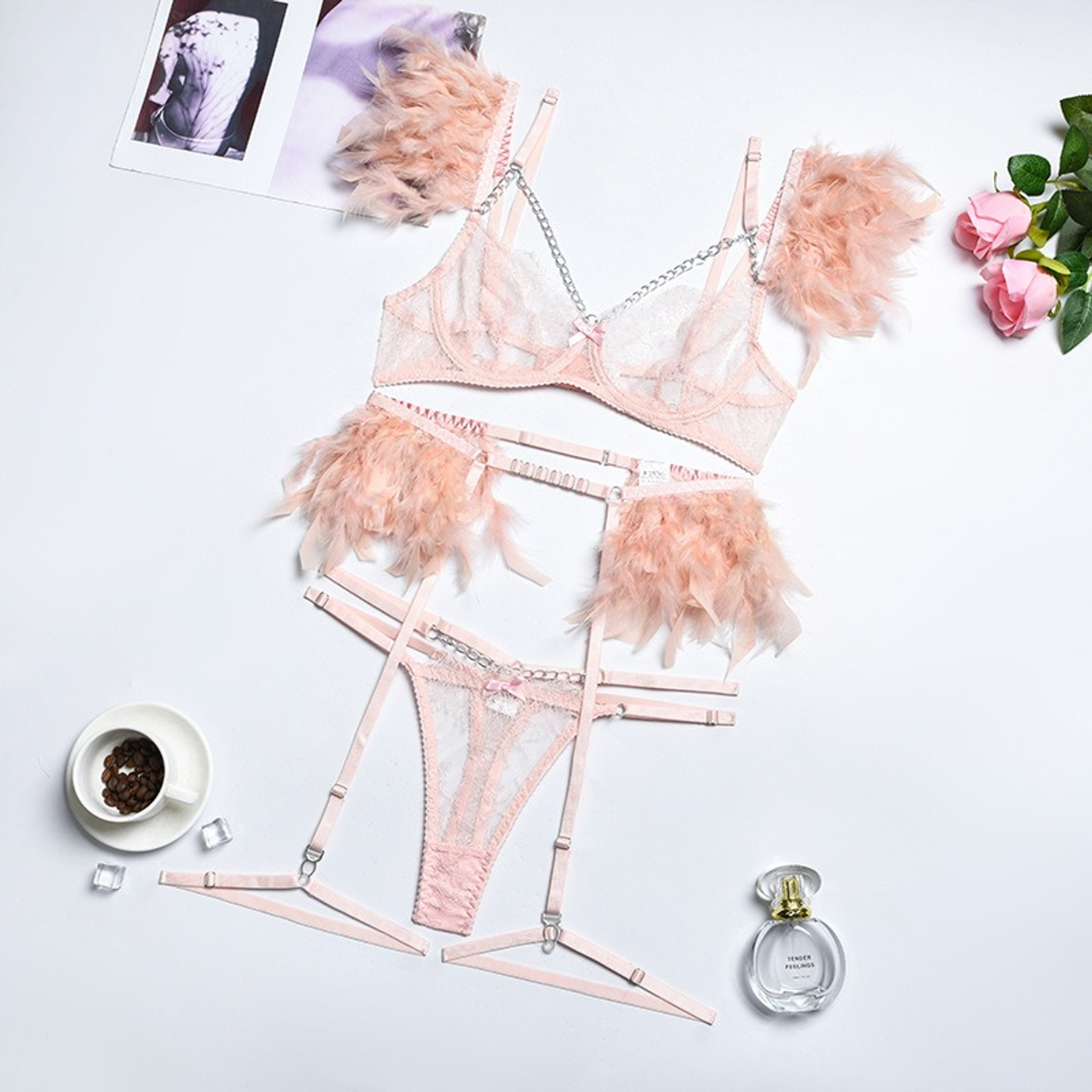 Pink Feather Lingerie