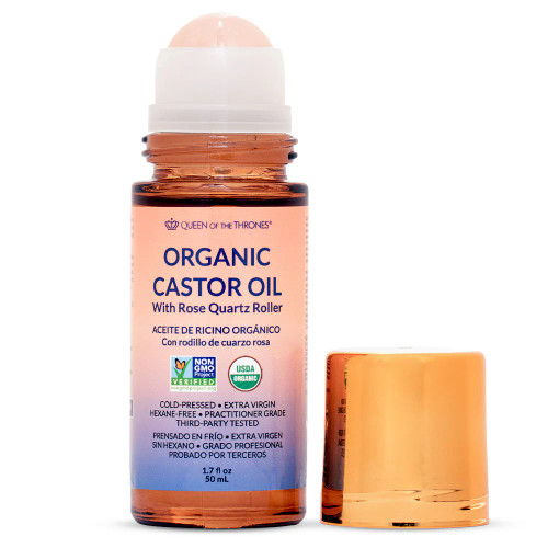 Organic Golden Castor Oil Roll-On with Rose Quartz 1.7oz