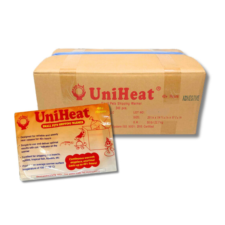 Large wholesale set of 210 UniHeat 40-hour warmers, stacked for bulk shipping supply.