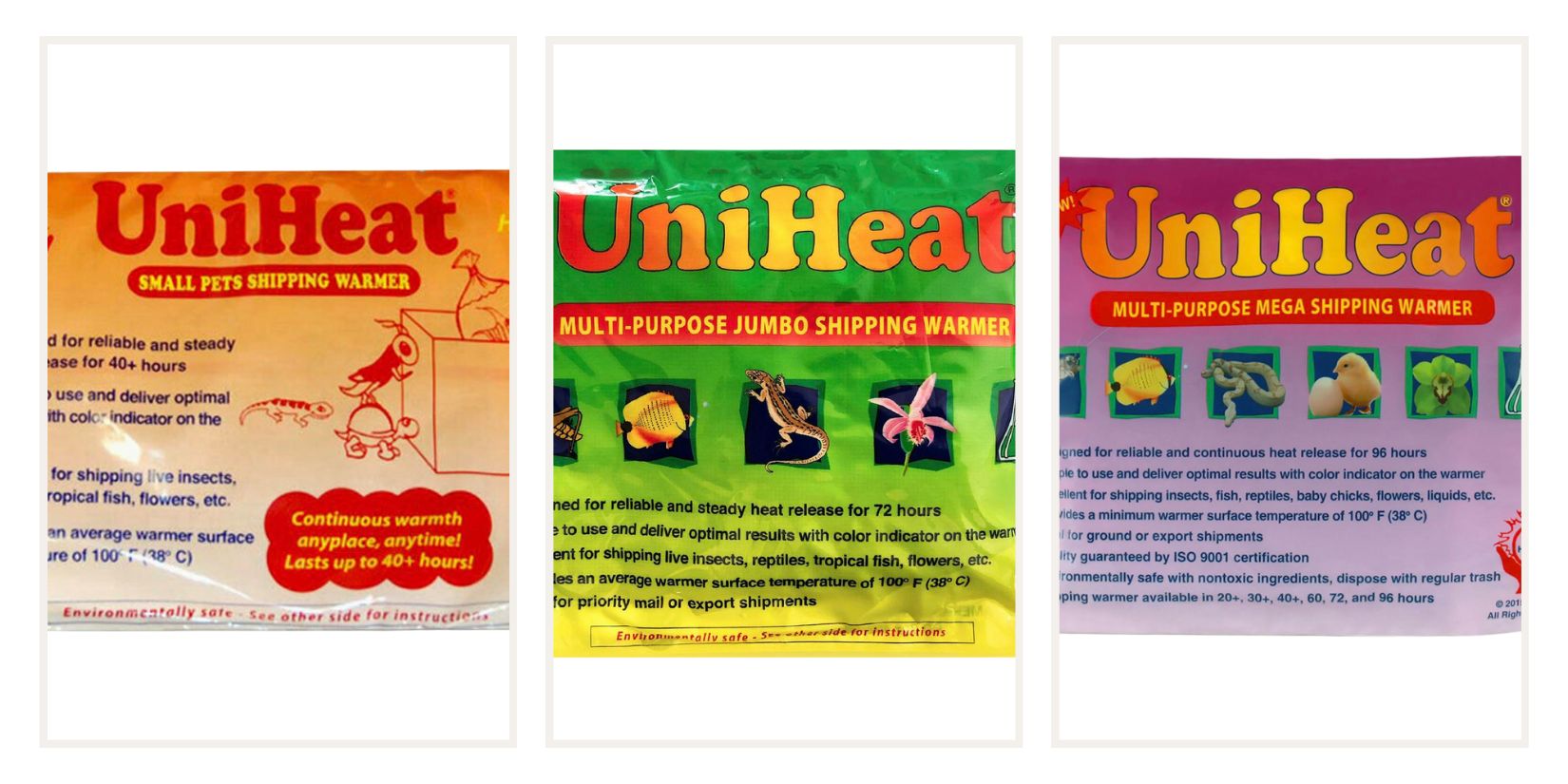 Long lasting UniHeat heat pack warmth for shipping