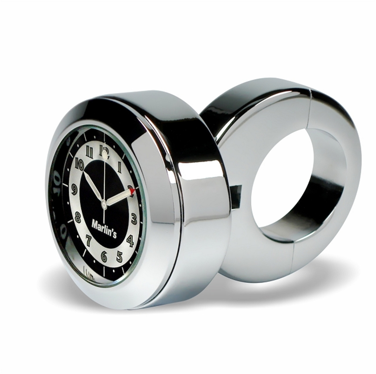 Marlin's Chrome Motorcycle Clock Classic Adjustable Ring Style