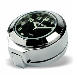 Marlin's Chrome Motorcycle Clock for Harley Davidson Road King Flip Fork Lock Key Cover with Traditional Black Face