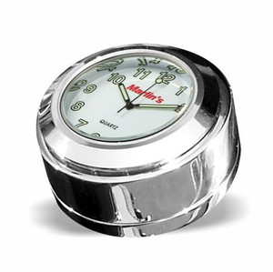 Marlin's Chrome Motorcycle Clock for Harley Davidson Road King Swivel Fork Lock Key Cover with Radiant White Face Marlin's Chrome Motorcycle Clock for Harley Davidson Road King Swivel Fork Lock Key Cover with Radiant White Face