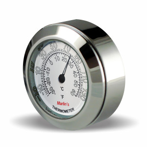 Marlin's Chrome Motorcycle Thermometer TOCS Multi-Purpose Tape / Screw On with Radiant White Thermometer (Fahrenheit /Small Celsius Scale) - Fits Road King Tank and Flat Panel & More Marlin's Chrome Motorcycle Thermometer TOCS Multi-Purpose Tape / Screw On with Radiant White Thermometer (Fahrenheit /Small Celsius Scale) - Fits Road King Tank and Flat Panel & More