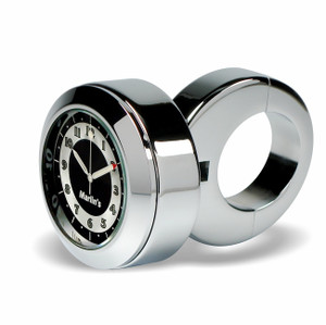 Marlin's Chrome Motorcycle Clock Classic Adjustable Ring Style Handlebar Mount with RETRO Black and White Face Marlin's Chrome Motorcycle Clock Classic Adjustable Ring Style Handlebar Mount with RETRO Black and White Face