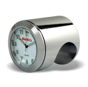 Marlin's Chrome Motorcycle Clock Talon Motorcycle Handlebar Mount with Radiant White Face Marlin's Chrome Motorcycle Clock Talon Motorcycle Handlebar Mount with Radiant White Face