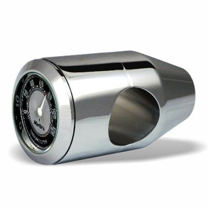 Marlin's Chrome Motorcycle Thermometer Bullet Billet Style Handlebar Mount with CLASSIC Black and Silver (Fahrenheit Scale) Face Marlin's Chrome Motorcycle Thermometer Bullet Billet Style Handlebar Mount with CLASSIC Black and Silver (Fahrenheit Scale) Face