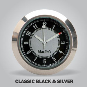 Marlin's Motorcycle Clock CLASSIC Black and Silver Clock Face Only Marlin's Motorcycle Clock CLASSIC Black and Silver Clock Face Only