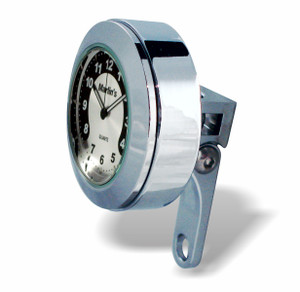 Marlin's Chrome Motorcycle Perch Clamp - Brake/Clutch - Windshield Mount with Black and Silver Horseshoe Clock Face Marlin's Chrome Motorcycle Perch Clamp - Brake/Clutch - Windshield Mount with Black and Silver Horseshoe Clock Face