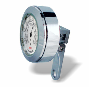 Marlin's Chrome Perch Clamp - Brake/Clutch - Windshield Mount with Radiant White (Fahrenheit /Small Celsius Scale) Thermometer Face Marlin's Chrome Perch Clamp - Brake/Clutch - Windshield Mount with Radiant White (Fahrenheit /Small Celsius Scale) Thermometer Face