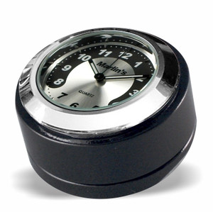 Marlin's Gloss Black Motorcycle Clock for Harley Davidson Road King Swivel Lock Key Cover with Black and Silver Horseshoe Face