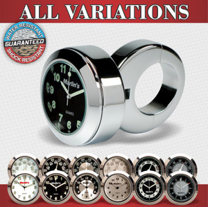 Marlin's Motorcycle Classic Adjustable Ring Style Handlebar Mount with Clock or Thermometer Marlin's Motorcycle Classic Adjustable Ring Style Handlebar Mount with Clock or Thermometer