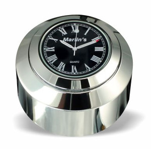 Marlin's Chrome Motorcycle Clock FSBC2 Large Billet Fork Stem Mount Fits Softails® (Does Not Fit Springers®),  ‘06 - Current and Dynas®,  Wide Glides®, FXDWG® most VRSC™ with Limited Edition Black Roman Numeral Face Marlin's Chrome Motorcycle Clock FSBC2 Large Billet Fork Stem Mount Fits Softails® (Does Not Fit Springers®),  ‘06 - Current and Dynas®,  Wide Glides®, FXDWG® most VRSC™ with Limited Edition Black Roman Numeral Face