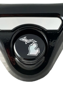 Marlin's Gloss Black Swivel Fork Lock Key Cover with Laser Engraved U.S. State Outline for Harley Davidson Road King FLHR Motorcycle