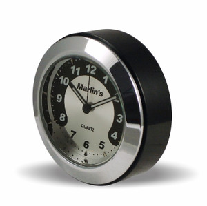 Marlin's Black Motorcycle Clock CHAMP Mount (Control Housing with Adjustable Mounting Position) with Black and Silver Horseshoe Clock Face Marlin's Black Motorcycle Clock CHAMP Mount (Control Housing with Adjustable Mounting Position) with Black and Silver Horseshoe Clock Face