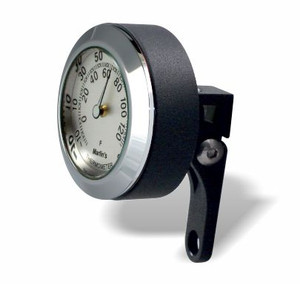 Marlin's Black Mount Perch Clamp - Brake/Clutch - Windshield Mount with Brushed Aluminum (Fahrenheit Scale)Thermometer Face