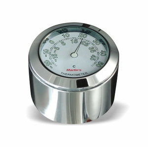 Marlin's FSBC1 Billet Fork Stem Mount Fits Pre 2010 Sportsters® - Pre ‘06 Dynas® - Fits Metric & Customs with Added Adapter with Radiant White Thermometer (Celsius Scale) Face