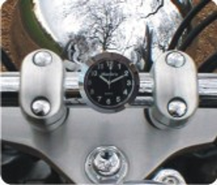 Marlin's Chrome or Black Talon Motorcycle Handlebar Mount  with Clock or Thermometer