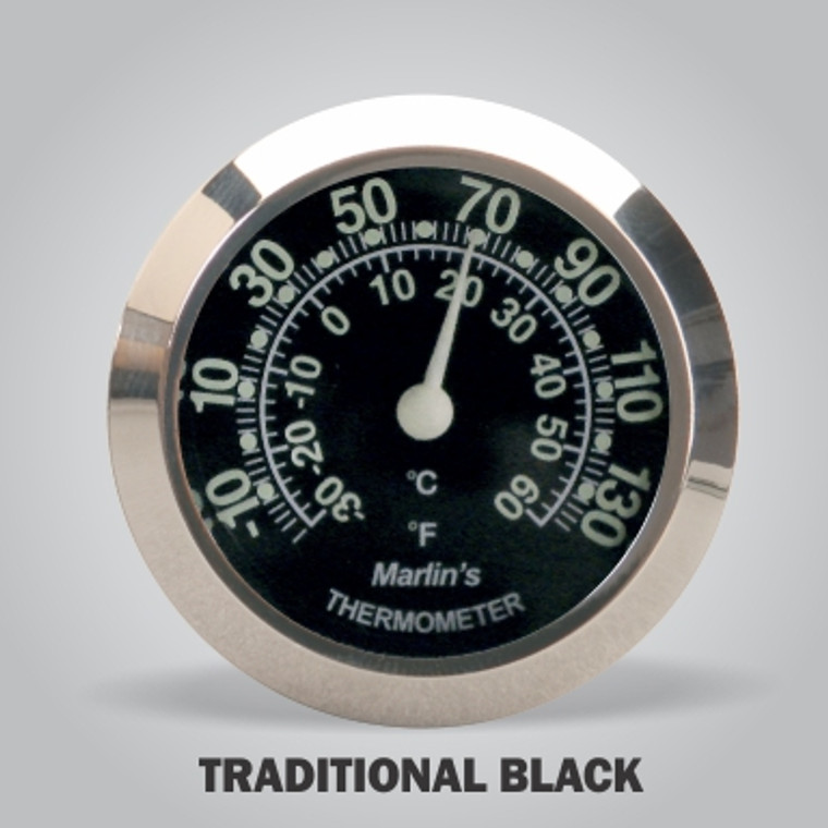 Marlin's Motorcycle Thermometer Traditional Black (Fahrenheit and Celsius) Face Only