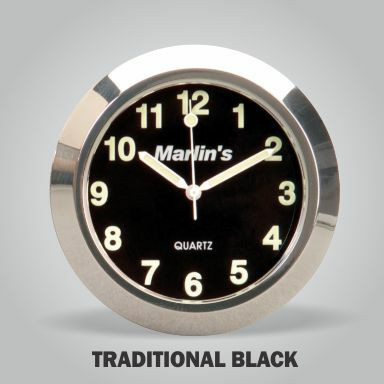 Marlin's Chrome Motorcycle Clock Classic Adjustable Ring Style