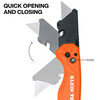 Klein 44302 Folding Utility Knife blade locks open at 135-Degree or 180-Degree