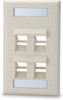 4 Port Angled Single Gang Face Plate with Labeling Windows