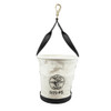 Klein Heavy Duty Tapered Wall Bucket 15 Pocket 5172PS Rope handle reinforced with leather for water resistance and strength.