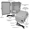 12x9x7 NEMA 4X IP66 PC+ABS Weatherproof Enclosure Mounting Back Plate 120VAC Outlet Hinged Door