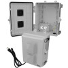 12x9x7 NEMA 3R IP66 PC+ABS Weatherproof Vented Enclosure Mounting Back Plate 120VAC Outlet Hinged Door