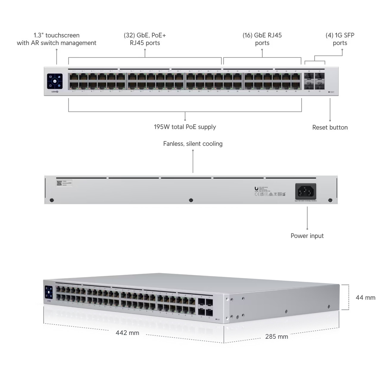 Ubiquiti | USW-48-POE | Gen2 | UniFi | Switch | 48 | 195W | 16