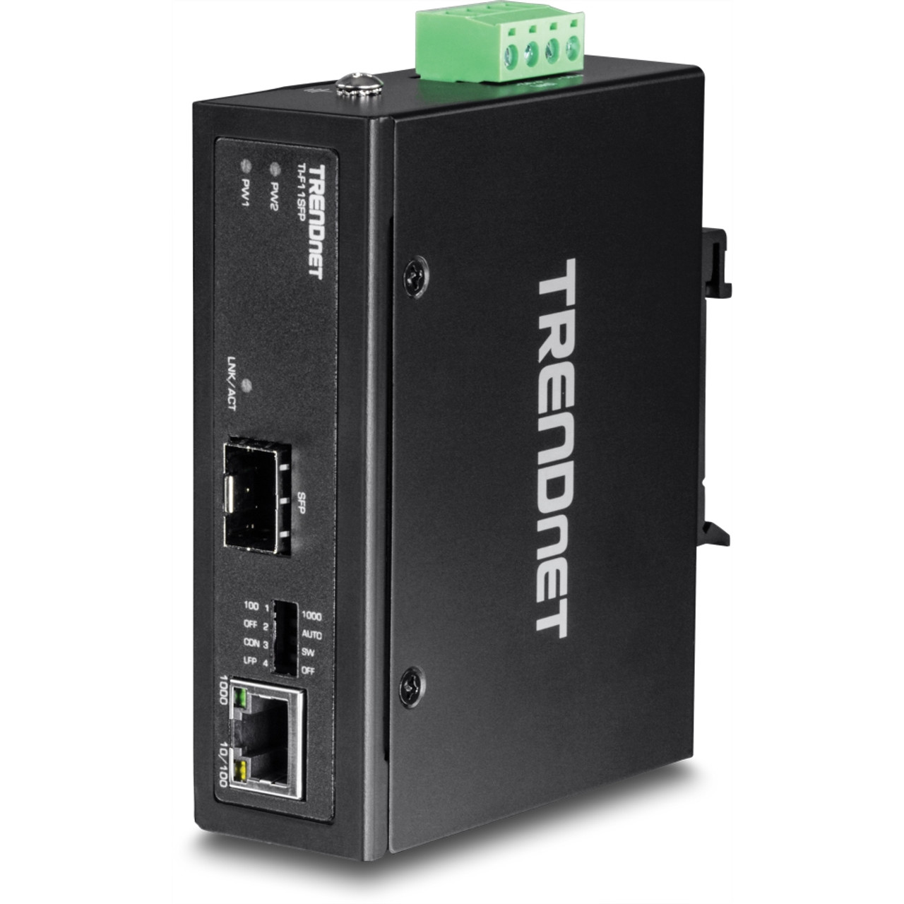 Trendnet TI-F11SFP Industrial 100/1000 Base-T to SFP Fiber Media Converter  80KM Hardened Din Rail Mount