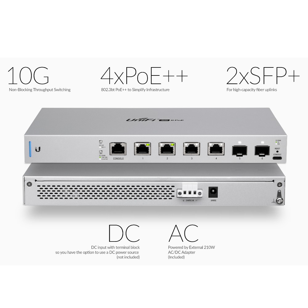 Ubiquiti | US-XG-6POE | 10 Gigabit | 6-Port | 802.3bt | UniFi | Switch