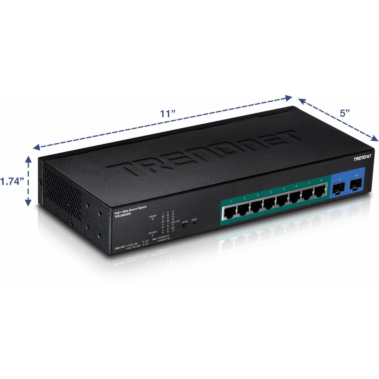 Trendnet | TPE-082WS | 10-Port | Gigabit | Web | Smart | PoE+ | Switch