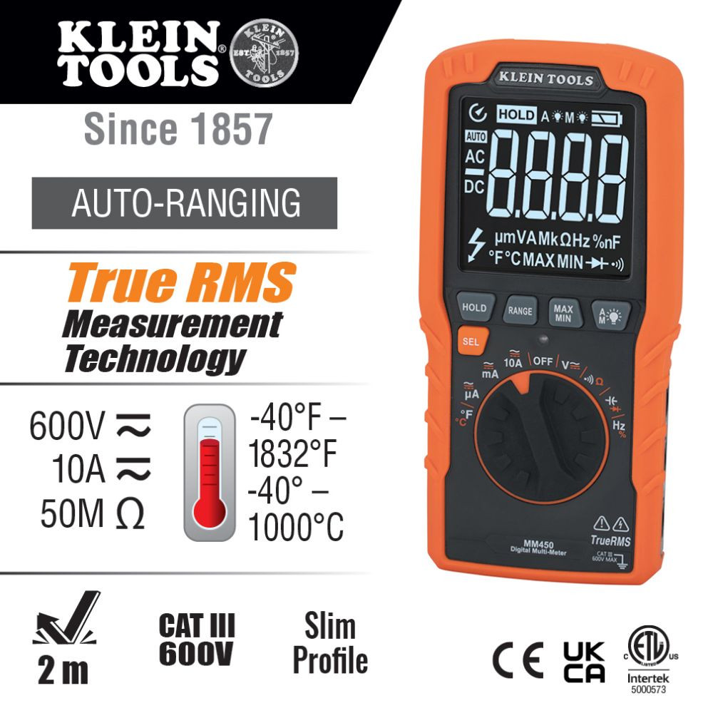 Klein | MM450 | Slim | Digital | Multimeter | TRMS | Auto-Ranging