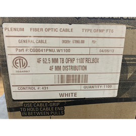 General Cable 4 Fiber Multimode Fiber 62.5/125 Plenum 100'