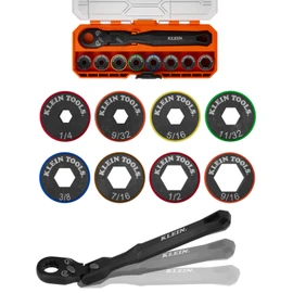 Klein Tools 65430LP KNECT 9-Piece Low-Profile Ratcheting Socket Set, SAE, MODbox