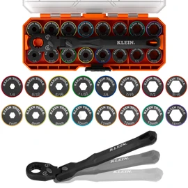 Klein Tools 65431LP KNECT 17-Piece Low-Profile Ratcheting Socket Set, SAE and Metric