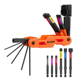 Klein Tools 70550HD Extended Reach Impact Folding Hex Key Set, SAE, 11 Sizes up to 1/2-Inch