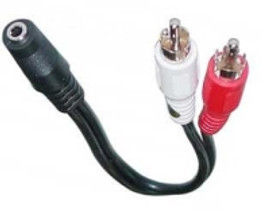 255-036 6" 2 RCA Plugs to 3.5 Stereo Jack Y cable