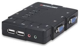 151269 4-Port Compact KVM Switch USB with Cables and Audio Support