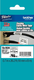 Brother TZE-FX241 3/4 In. Black on White Flexible P-touch Tape
