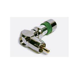 FS6RCAURA RG6 RCA Right Angle Male F-Conn Compression Green