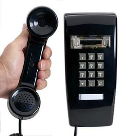2554 STYLE NO DIAL WALL PHONE HOTEL LOBBY TELEPHONE BLACK