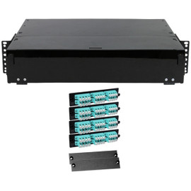 96 Port 2U Rack Mount Fiber Enclosure Pre Loaded with LC MM 10G OM3 Connectors 
